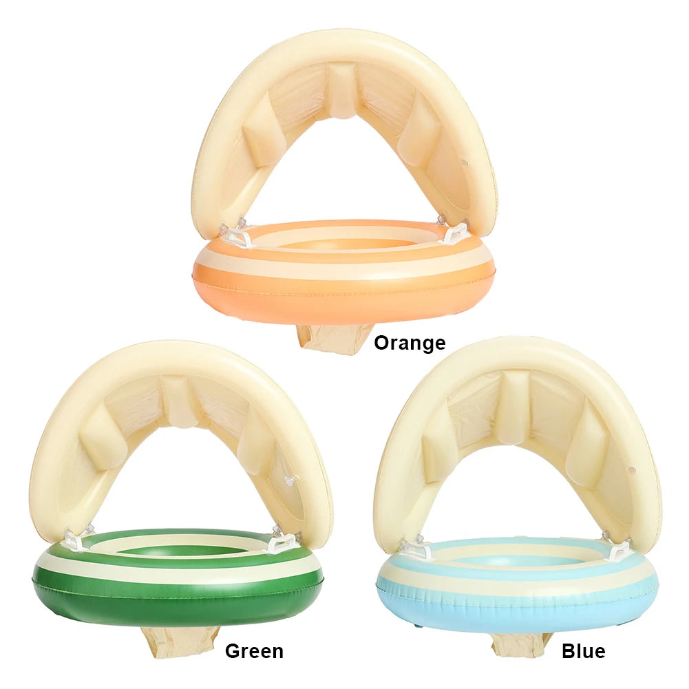 Baby Swimming Ring Inflatable Swim Ring with Detachable Sunshade Toddlers Pool Float Beach Water  for Summer Pool Party