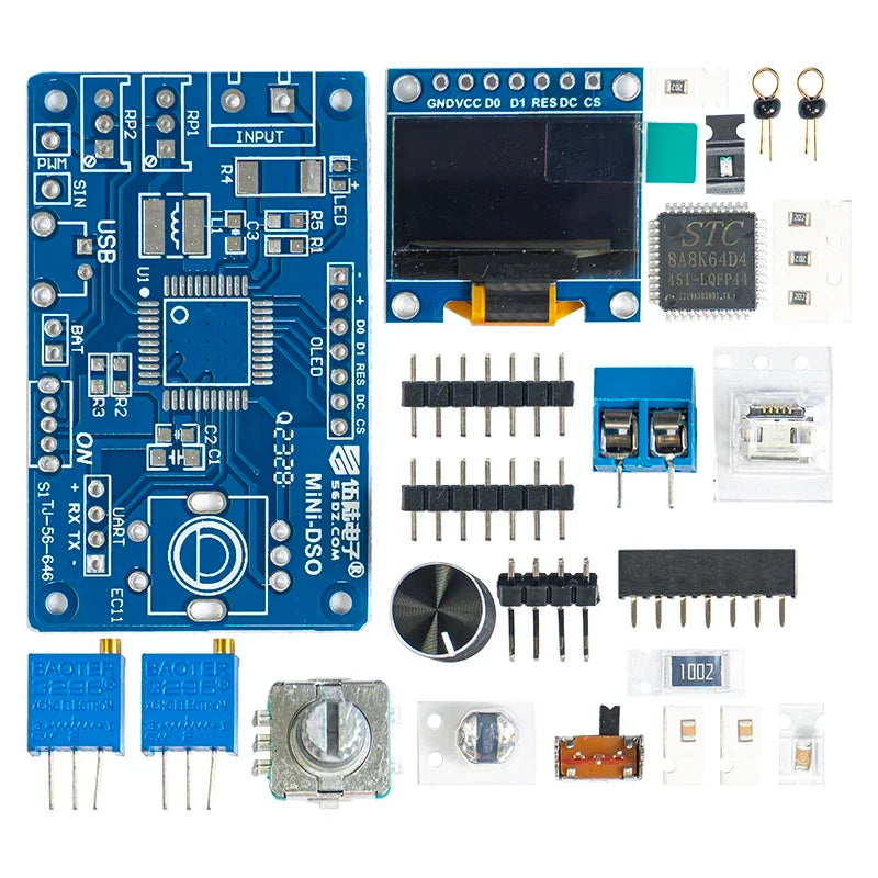 Electronic DIY Mini Digital Oscilloscope Kit STC8K8A Microcontroller Soldering Practice Loose Parts