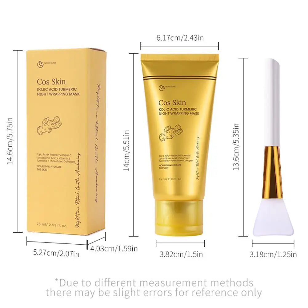 Kojic Acid Turmeric Overnight Wrapping Peel Off Mask Kit Nourish Hydrolyzed Collagen Glowing Skin Refresh Skin Firming Skincare