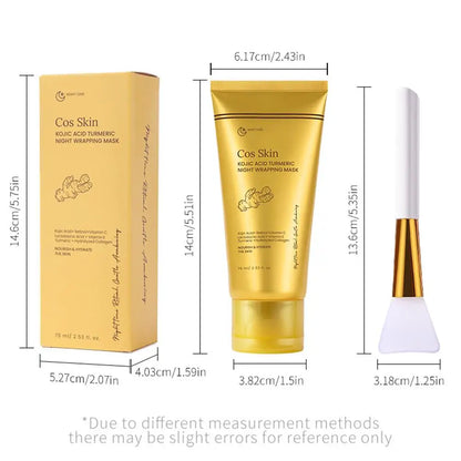 Kojic Acid Turmeric Overnight Wrapping Peel Off Mask Kit Nourish Hydrolyzed Collagen Glowing Skin Refresh Skin Firming Skincare