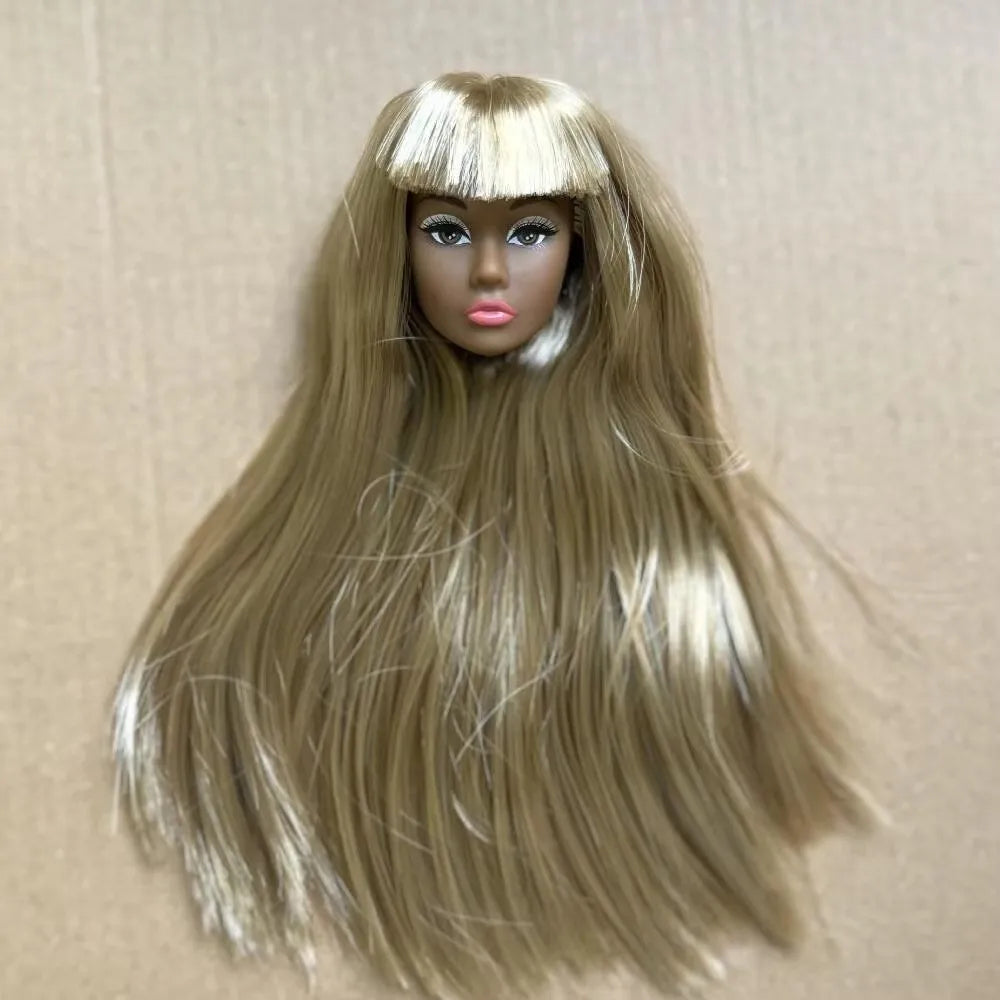 European Face Doll Head Long Hair White Normal Tan Skin Practice Makeup Head Fashion Doll Head for 11.5 Inch BJD Doll Body
