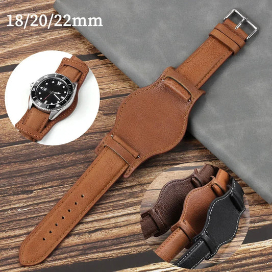 Genuine Leather Strap 20mm 22mm 18mm Vintage Cowhide Bracelet for Omega for Seiko Wristband Women Men Replacement Watch Band