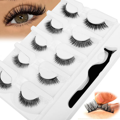 5 Pairs Glue-free Self-adhesive Eyelashes 3D Natural False Eyelash One Step Application Easy To Remove Eye Makeup Wholesale