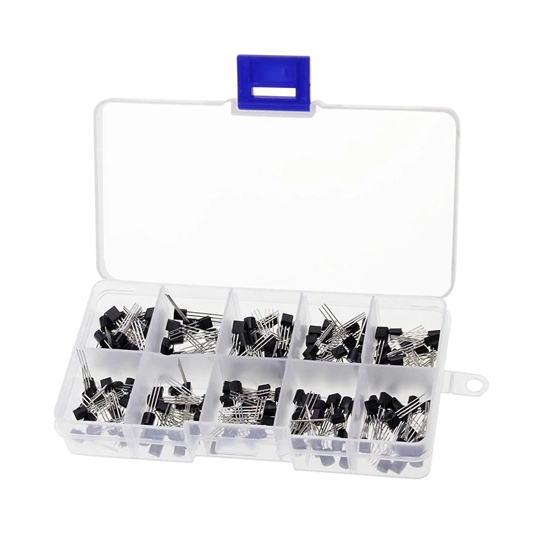 200PCS Transistor Assortment KIT 2N2222 2N2907 2N3904 2N3906 S8050 S8550 A1015 C1815 BC337 BC327 10Value x 20pcs Transistors Box