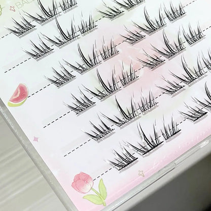 DIY Cluster Punk Silver Black Self-adhesive Glue Free False Eyelashes Segmented Thin Stems Halloween Makeup Girl Lashe Extension