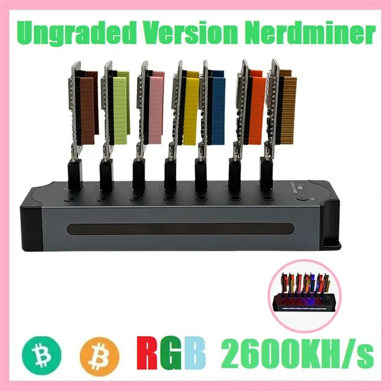 AA81-Nerdminer Hub 2600KH/S Solo Lottery Miner 7X370KH/S Miner Combo Kit Bitcoin BTC Miner Asic Mining Crypto Mining Station