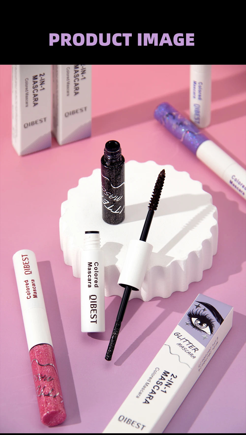 Double Head 2 IN 1 Mascara Silk Fiber Lash Mascara Volume Waterproof Lasting Non-Smudging Thick Thin Curling Mascara Eyes Makeup