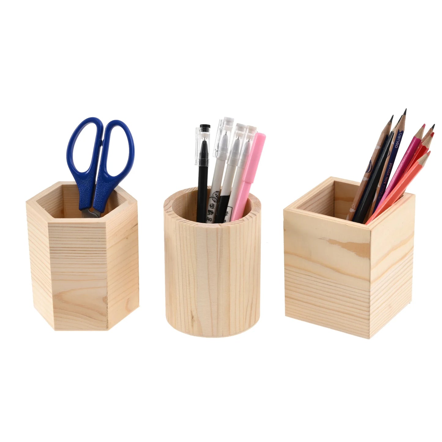 Wooden stationery storage box for pens, pencil cases, office pen holders, makeup brush containers, stationery supplies,
