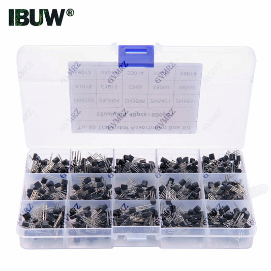 600PCS 15Value x 40Pcs Transistor TO-92 Assortment Box Kit Transistors 2N2222 2N3904 2N3906 C945 S8050 Direct-plug triode box