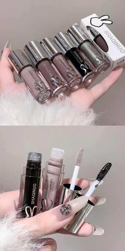 1Pc Lip Gloss Mirror Moisturizing Gothic Pure Black Silver Fine Flash Low Saturation Lip Glazed Lasting Lip Makeup Halloween
