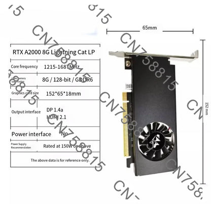 Single-slot Half-height Compact Card,，Support DLSS Ray Tracing Technology. A2000 8GB Graphics Card