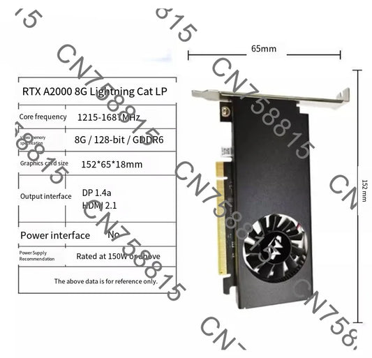 Single-slot Half-height Compact Card,，Support DLSS Ray Tracing Technology. A2000 8GB Graphics Card