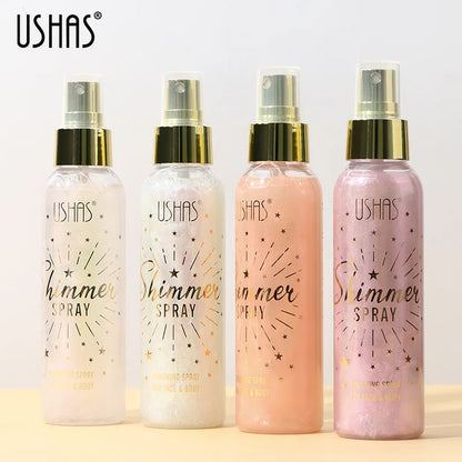 Liquid Highlight Spray Body Face Waterproof Shimmer High Gloss Illuminator Glitter Bronzer Longlasting Brightens Makeup