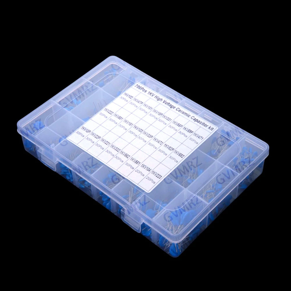 700PCS Ceramic Capacitors 1kV 24 Values Capacitor Pack 103 Magnetic Plate 102 Ceramic Die 101 18P 1000V High Voltage 102 47P