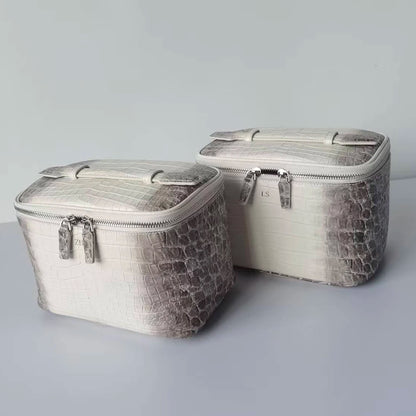 Luxury Embossed Crocodile Leather Makeup Bag Travel Toiletry Organizer Portable Cosmetic Pouch Women Storage Practical Durable