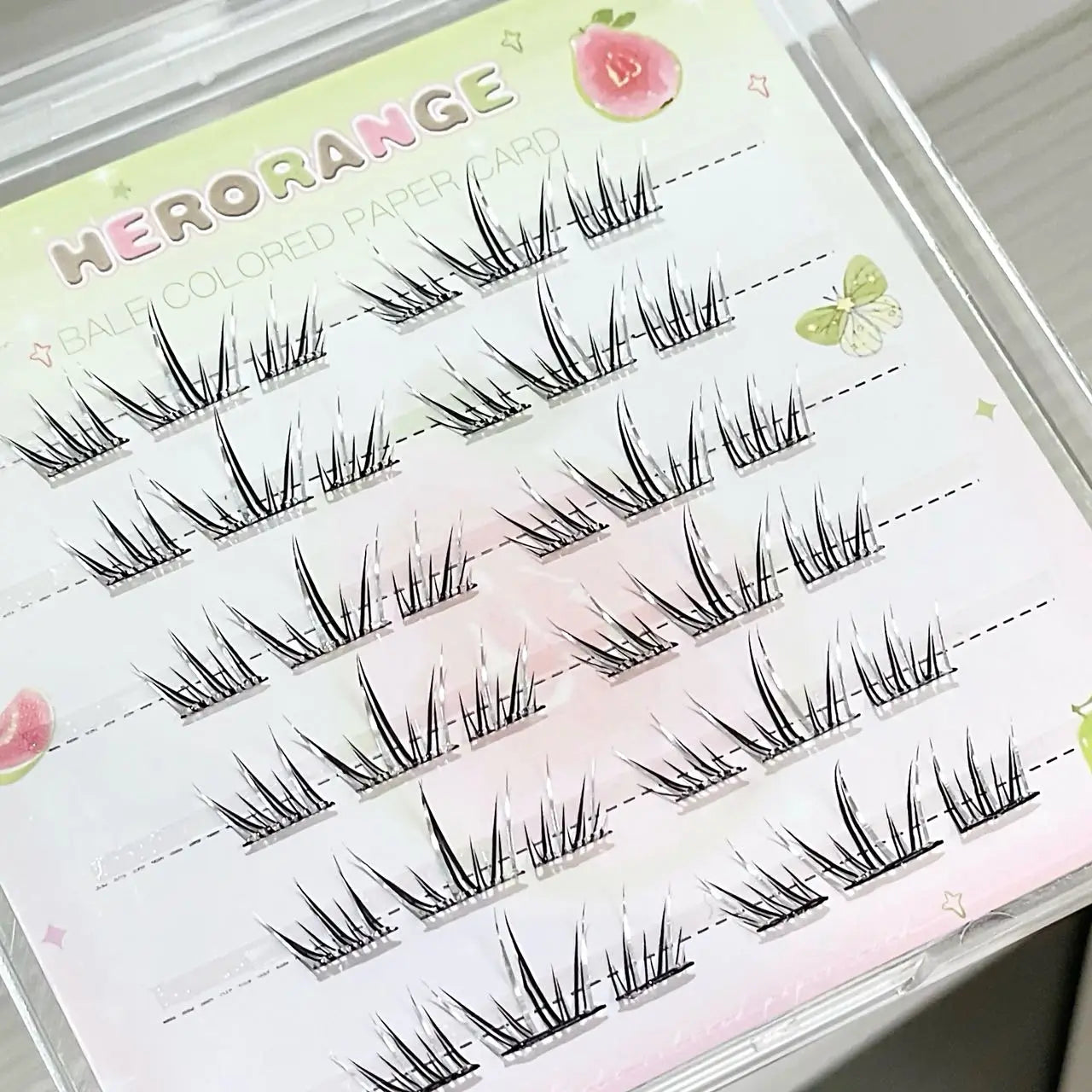 DIY Cluster Punk Silver Black Self-adhesive Glue Free False Eyelashes Segmented Thin Stems Halloween Makeup Girl Lashe Extension