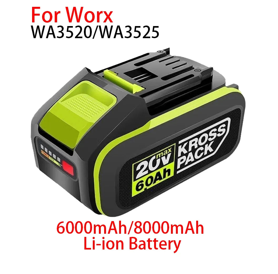 For WORX WA3520 6000mAh/8000mAh Li-ion Battery For dewalt tools for WORX 5pin WA3525 20V Cordless Power Tool Model Battery