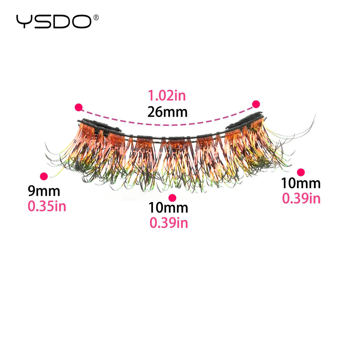 YSDO Colored Magnetic Eyelashes Natural Faux 3D Mink Lashes Reusable Makeup Party Cosplay Shiny Colorful Magnet False Lashes