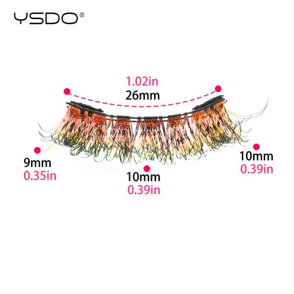 YSDO Colored Magnetic Eyelashes Natural Faux 3D Mink Lashes Reusable Makeup Party Cosplay Shiny Colorful Magnet False Lashes