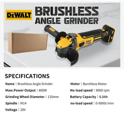 DEWALT DCG409 20V Brushless Cordless Angle Grinder: 125mm Rechargeable Portable Cutting & Polishing Power Tool