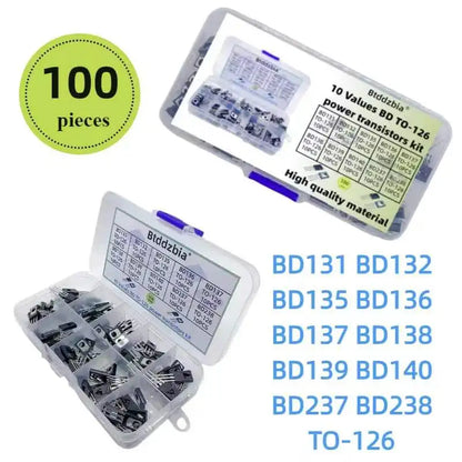 100pcs TO126 package transistors BD131-BD139/BD237/BD238, available in 10 different models, with DIY electronic component kit