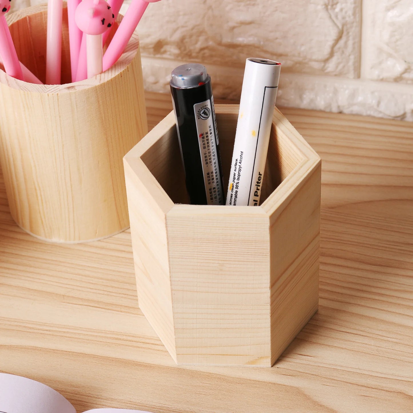 Wooden stationery storage box for pens, pencil cases, office pen holders, makeup brush containers, stationery supplies,