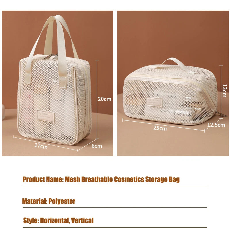 Multi-Functional Mesh Makeup Bag Pouch Large Capacity Portable Storage Case Travel Toiletry Bags Cosmetic Bag