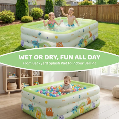 Kids Baby Inflatable Swimming Pool, 3 Layers Thickened 1.5m Large Pool for Indoor Outdoor Household Play