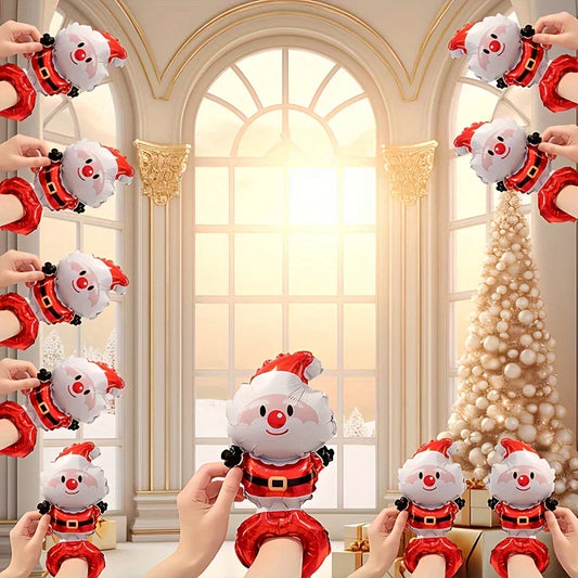 10/50 Wrist Balloons Santa Claus Snowman Gingerbread Man Reindeer Christmas Party New Year's Gifts Foil Wristband Balloons