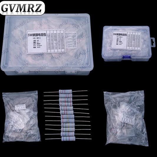 60Values 1W 2W 3W 5W 5% Carbon film resistors kit dip 0.1R 100R 200R 300R 1K 2K 3K Resistor  3W 5W 0.1R-3K