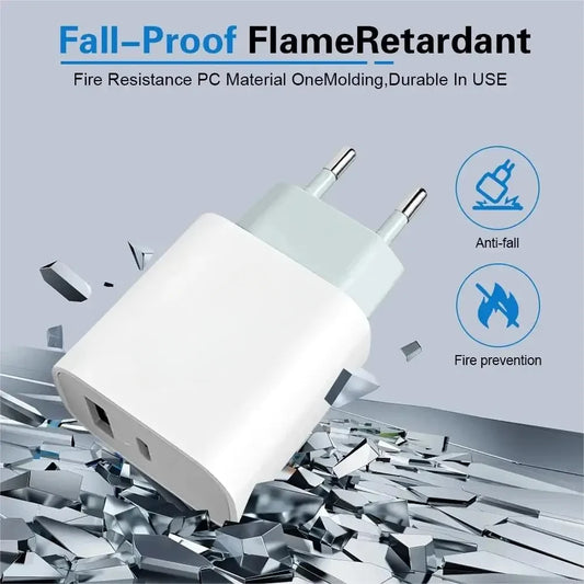 For iPhone Fast Charger 20w+20w Wall Type C Charging Cable Mobile Phone Compatible For IPhone 14 13 12 11 Pro Max XR XS X 7 8