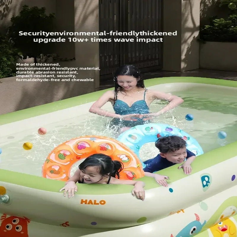Kids Baby Inflatable Swimming Pool, 3 Layers Thickened 1.5m Large Pool for Indoor Outdoor Household Play
