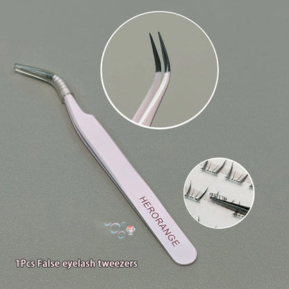 DIY Cluster Punk Silver Black Self-adhesive Glue Free False Eyelashes Segmented Thin Stems Halloween Makeup Girl Lashe Extension