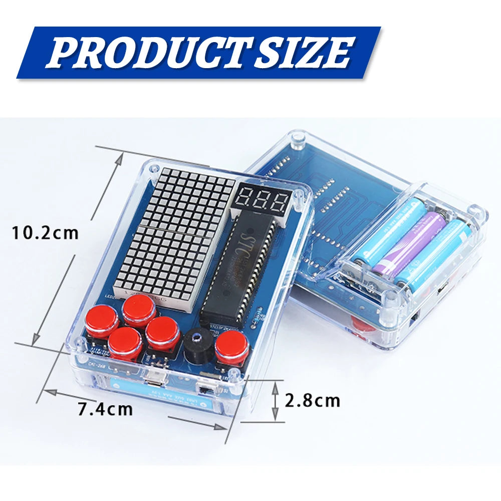 DIY Kit Electronic Pixel Game Console LED Dot Matrix Digital Tube Display DIY Soldering Kit STC15F2K60S2 MCU Double-Sided PCB