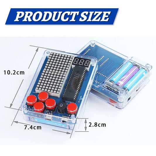 DIY Kit Electronic Pixel Game Console LED Dot Matrix Digital Tube Display DIY Soldering Kit STC15F2K60S2 MCU Double-Sided PCB