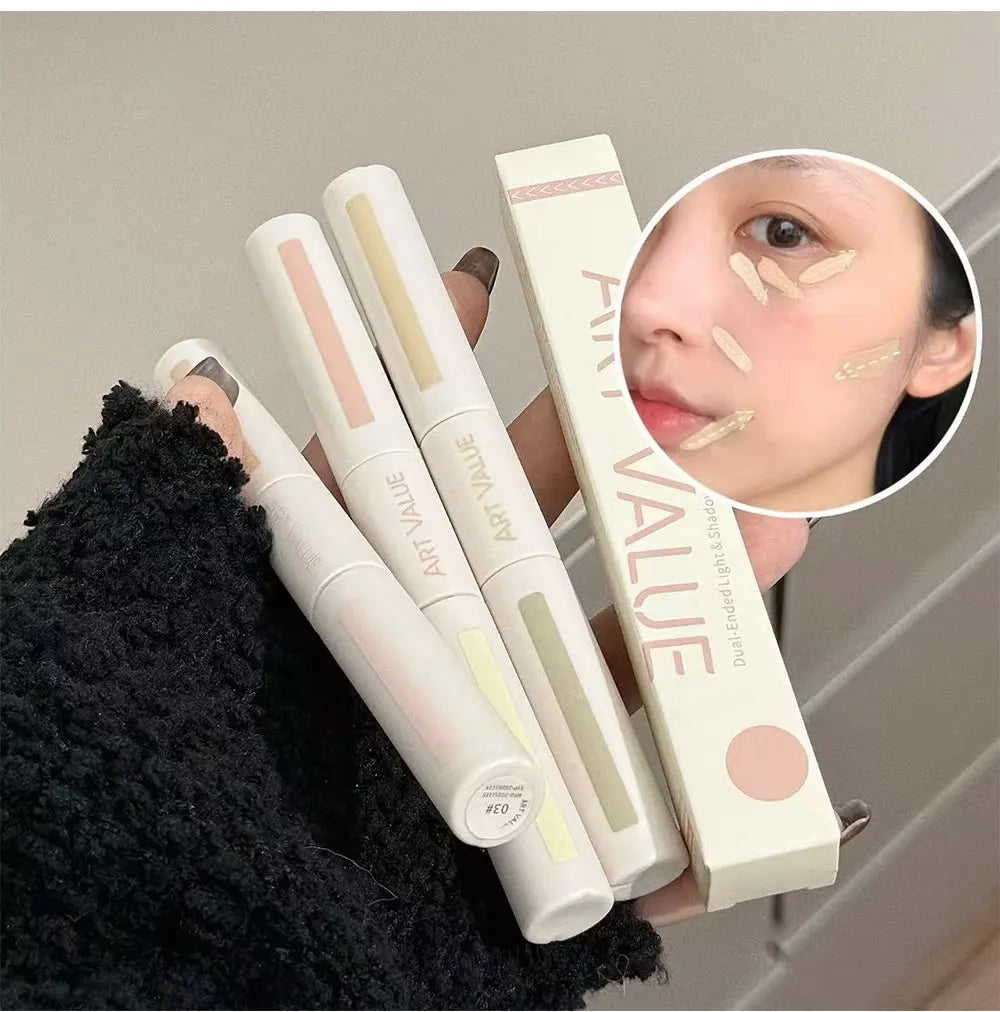 Dual End Concealer Stick Pink Liquid Brightening Contour Pen Correcting Penfor Under Eye & Face Sculpting Full Coverage Makeup