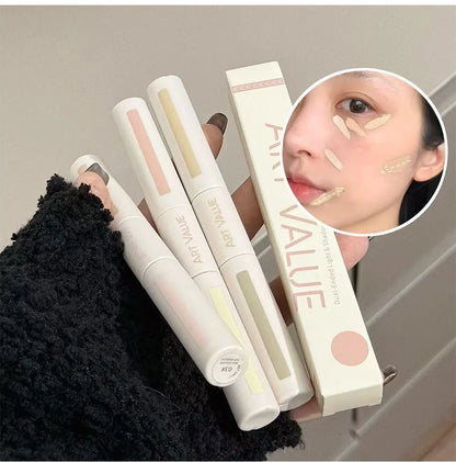 Dual End Concealer Stick Pink Liquid Brightening Contour Pen Correcting Penfor Under Eye & Face Sculpting Full Coverage Makeup