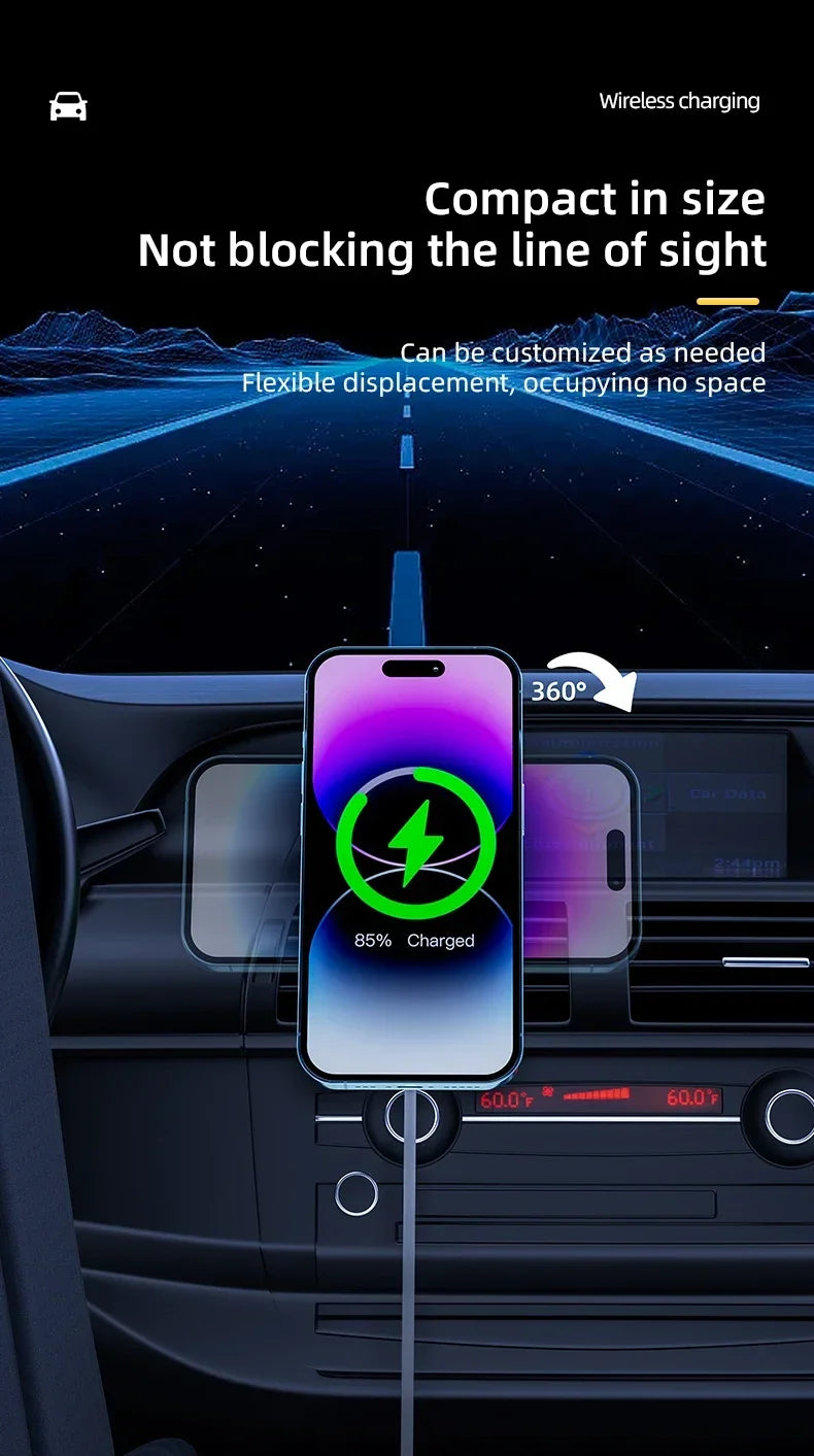 Car Air Outlet Wireless Charger Phone Stand For Magsafe iPhone 16 15 14 13 12 Pro Max Air Vent Cell Magnet Fast Charging Station