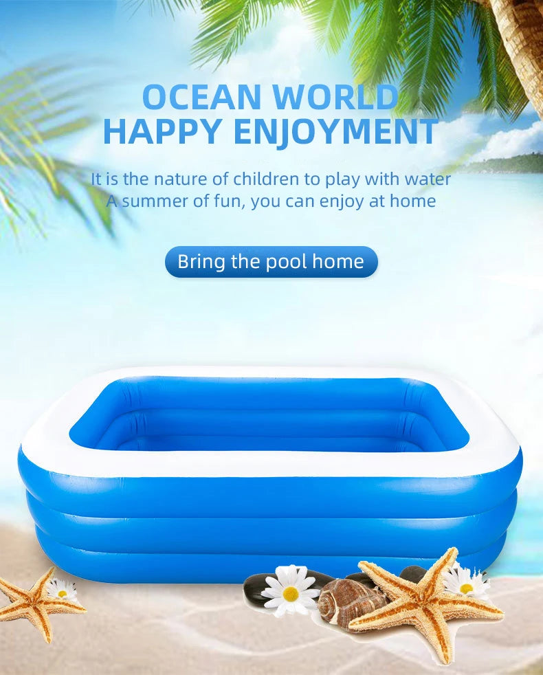 2m/2.6m Large Inflatable Swimming Pool Adults Kids Pools Bathing Tub Outdoor Indoor Bathtub Water Pool Family Party Toys