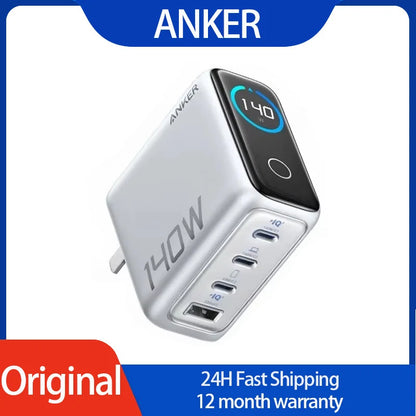 Original Anker Zolo 140W GaN Charger AI Display Screen Four-Port Fast Charge Mobile Phone Chargers Portable Phone Power Adaptor