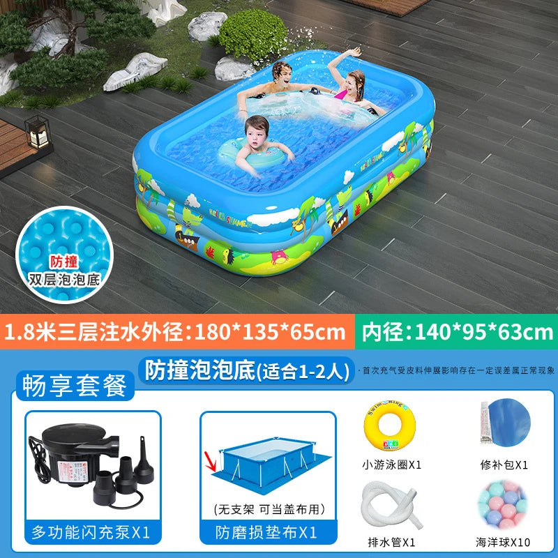 Large Foldable Inflatable Swimming Pool for Kids Adults Baby Family Indoor Outdoor Backyard Thickened Durable Summer Fun Pool
