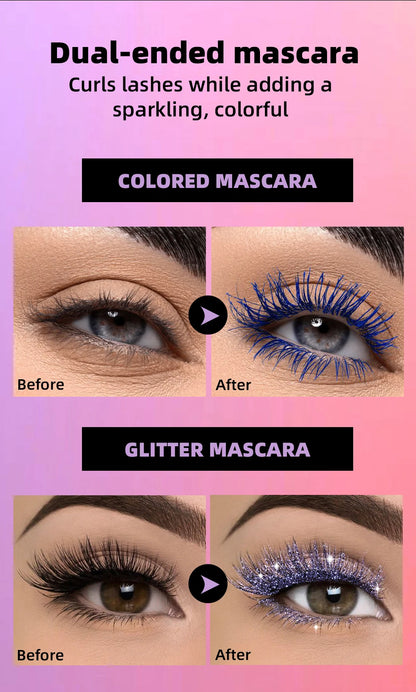 Double Head 2 IN 1 Mascara Silk Fiber Lash Mascara Volume Waterproof Lasting Non-Smudging Thick Thin Curling Mascara Eyes Makeup