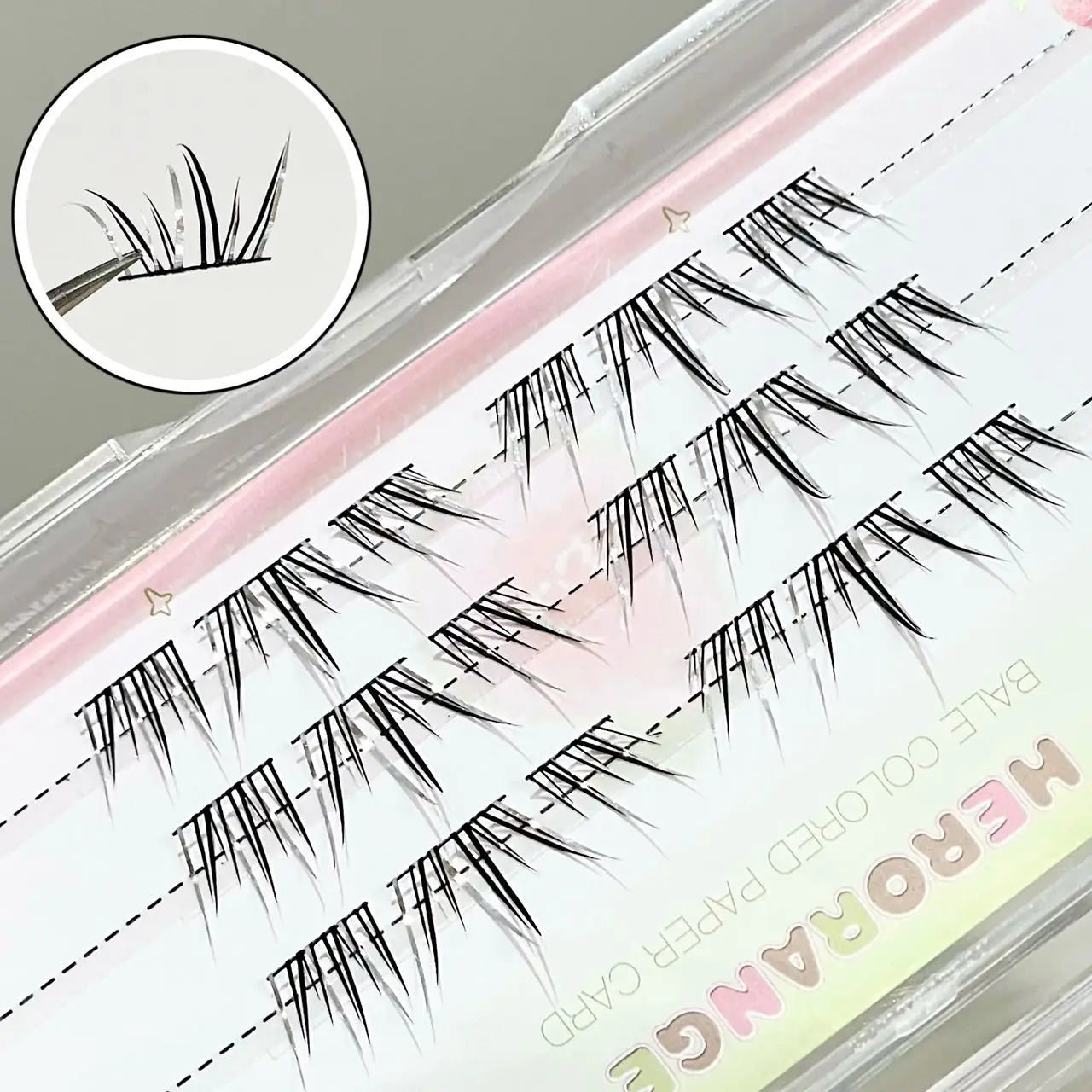DIY Cluster Punk Silver Black Self-adhesive Glue Free False Eyelashes Segmented Thin Stems Halloween Makeup Girl Lashe Extension