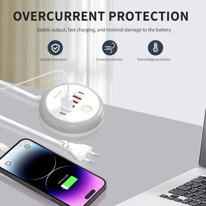 50W USB Mobile Phone Charger Multi Ports Power Strip Socket Type C Fast Charging Wall Charger Wall Adapter For iPhone Xiaomi