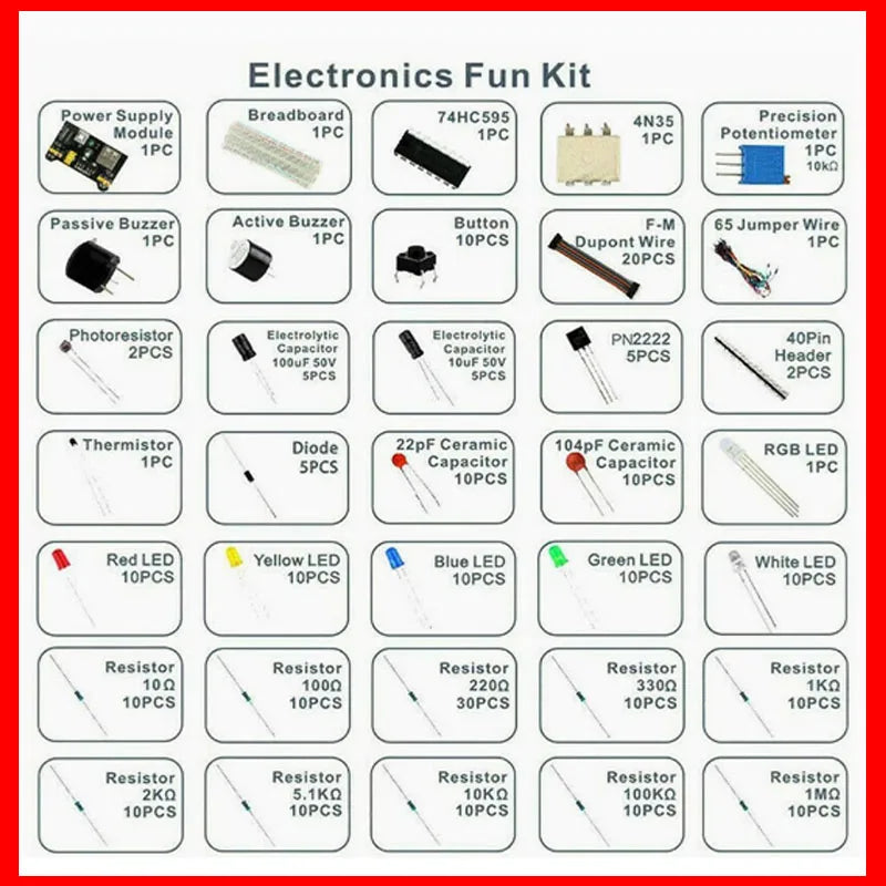 Electronic Components Electrolytic Capacitor Resistor, LED 830 Hole Breadboard Kit, UNO R Component Pack, Beginner Start