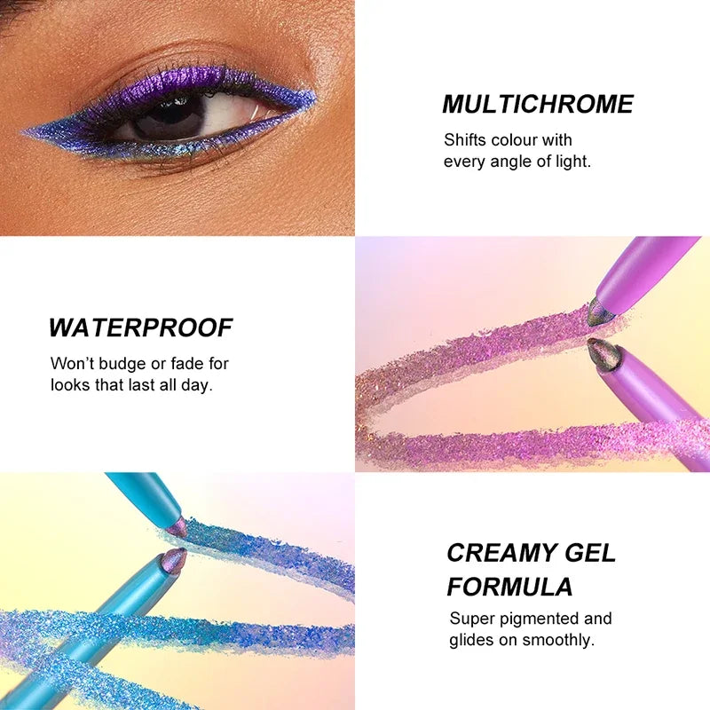 Pearlescent Aurora Purple Eyeliner Pen Chameleon Metallic Eye Liner Shiny Eyeshadow Lying Silkworm Green Blue Makeup Pigment