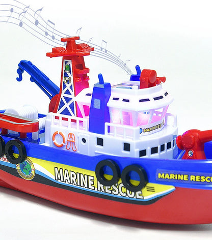 Pool Bath Toys For Kids Music LED Light Electric Marine Rescue Fire Fighting Boat Classic Children Spray Water Toys Summer