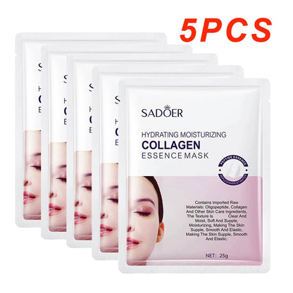 5pcs Hyaluronic Acid Collagen Face Mask skincare Moisturizing Hydrating Facial Masks Sheet Mask Skin Care