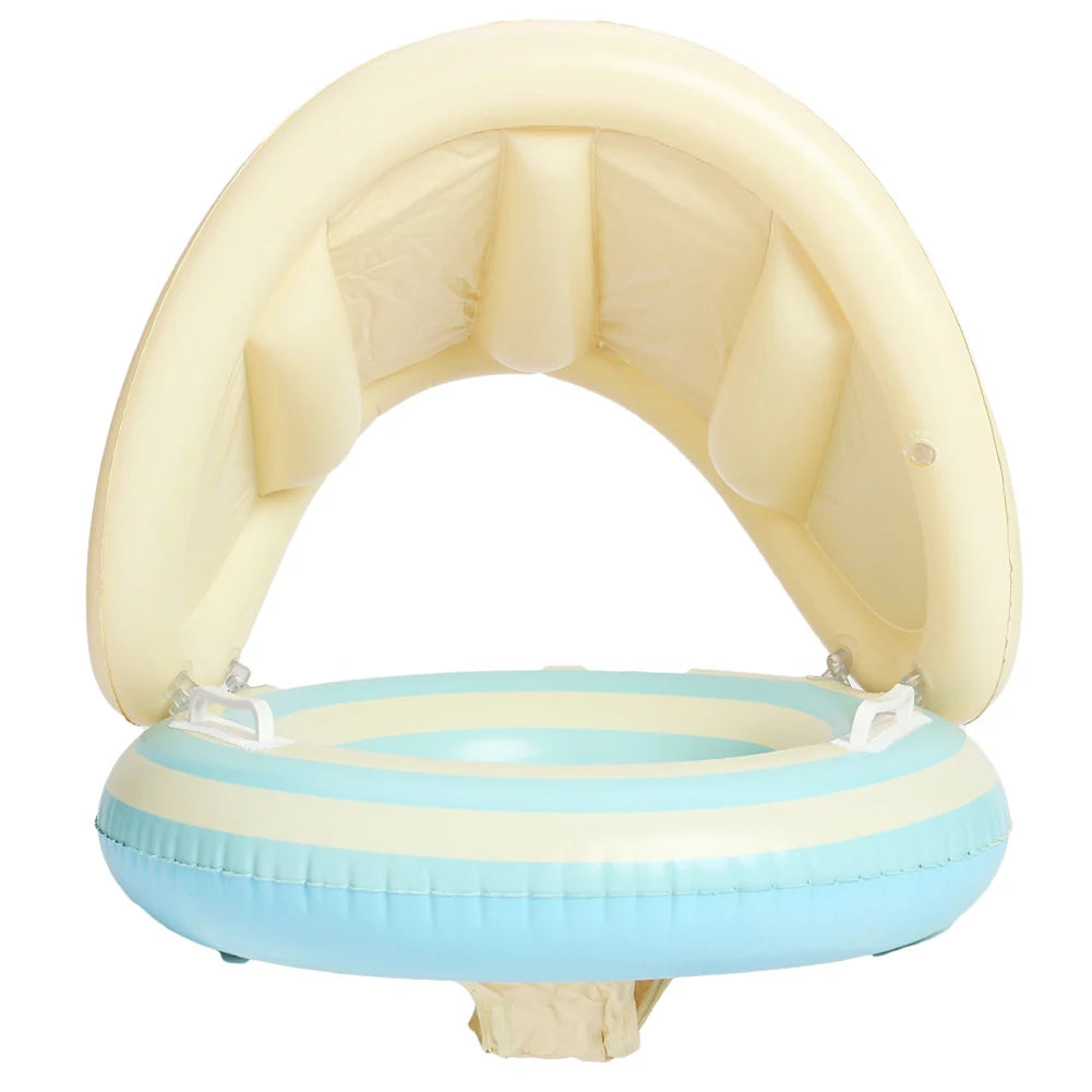 Baby Swimming Ring Inflatable Swim Ring with Detachable Sunshade Toddlers Pool Float Beach Water  for Summer Pool Party