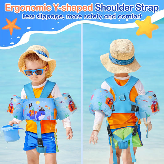 Kids Swimming Vest Toddler Floaties Arm Band Floaties with Adjustable Strap Swim Jacket Water Wing Pool Float Learning Swim
